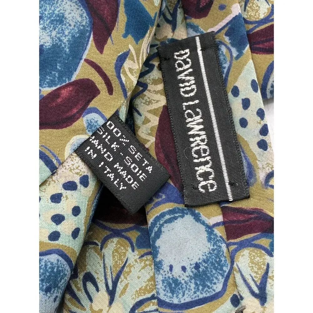 David Lawrence Silk Necktie Vintage Abstract Novelty Art Print Mens Tie